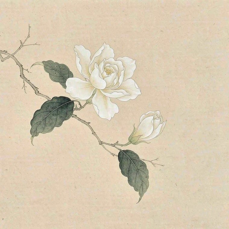 黄栀子花工笔小品