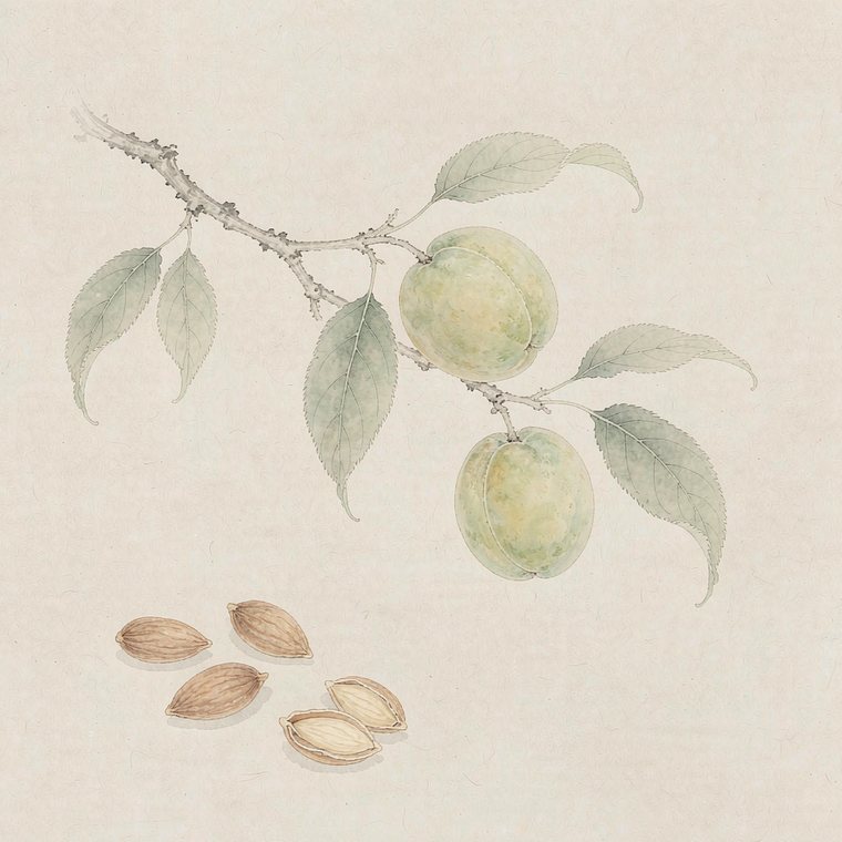 杏枝与杏仁工笔小品